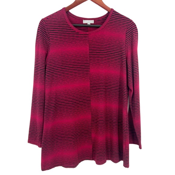 Habitat Tops - Habitat Womens Size Small Red Long Sleeve Wearable Art Artsy Blouse Shirt Top